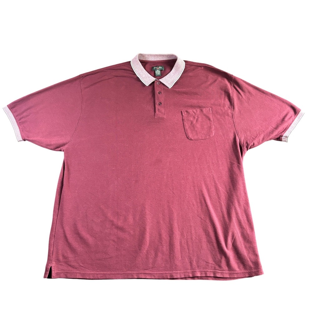 Fox Fire Mens 5XT Burgundy Polo Shirt Short Sleeve Chest Pocket Big Tall Cotton